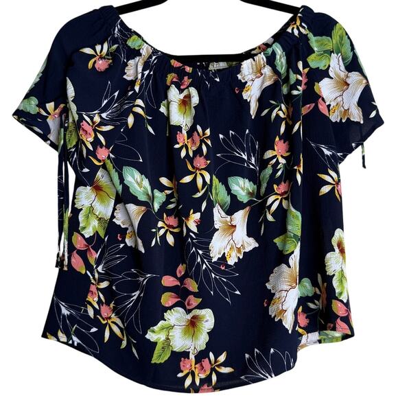 Jacqueline de Yong by Only Blouse Top Women US Small Floral Black Whimsigoth - Picture 2 of 9